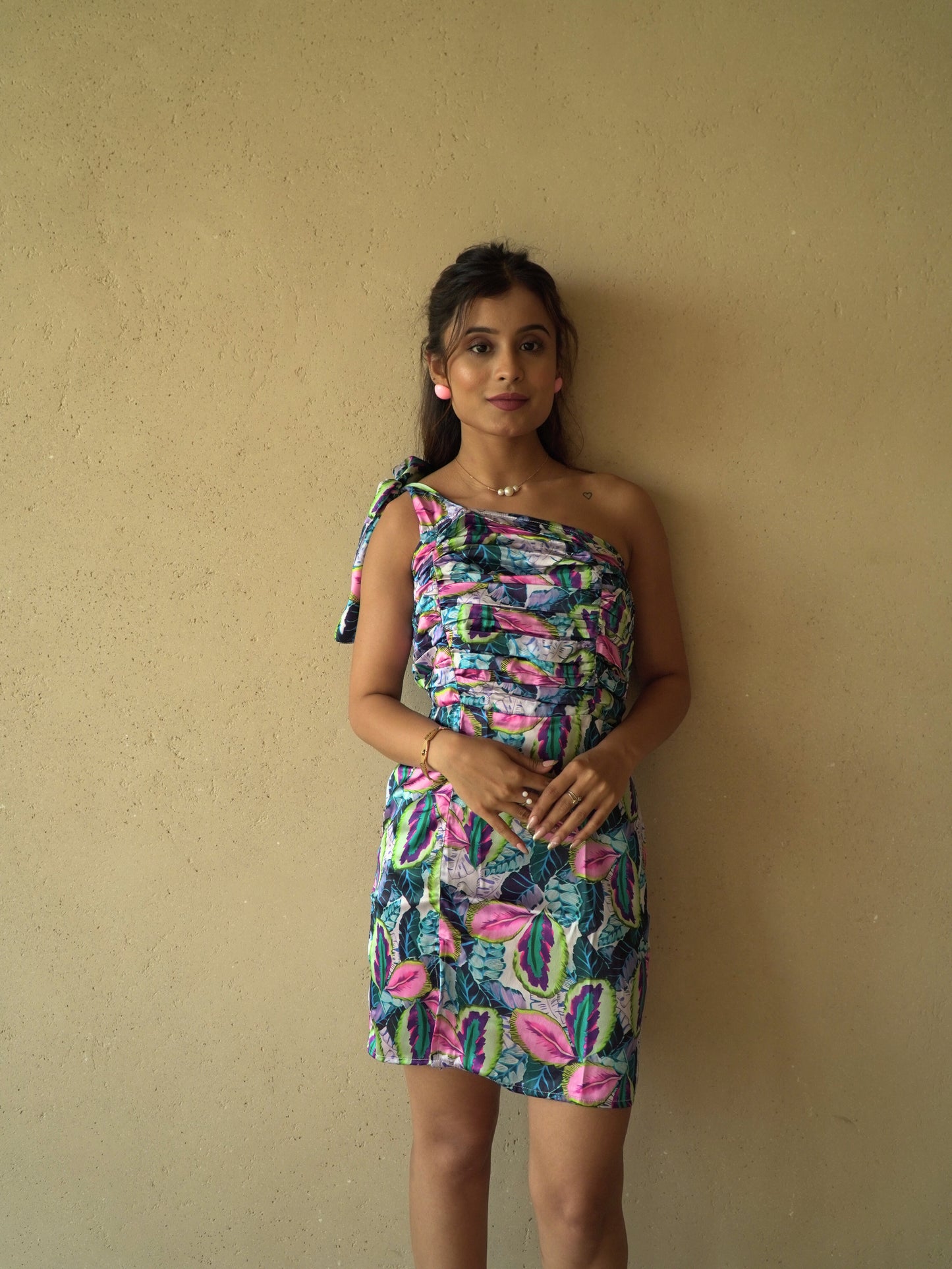 Floral Satin Dress – Vibrant Elegance in Every Step