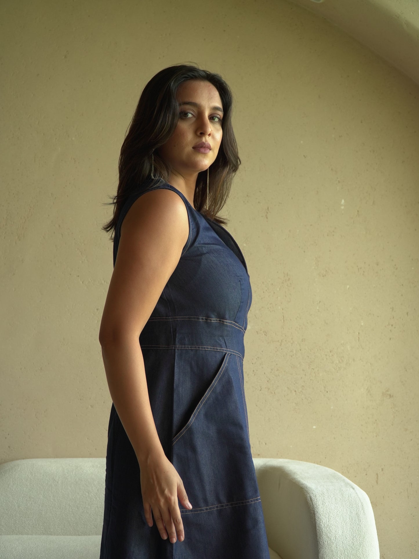 VINTAGE 80'S VNECK LINE LONG DRESS