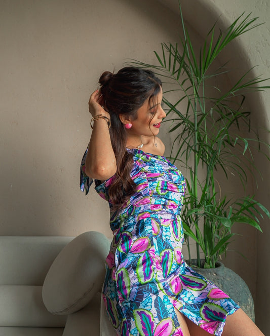 Floral Satin Dress – Vibrant Elegance in Every Step