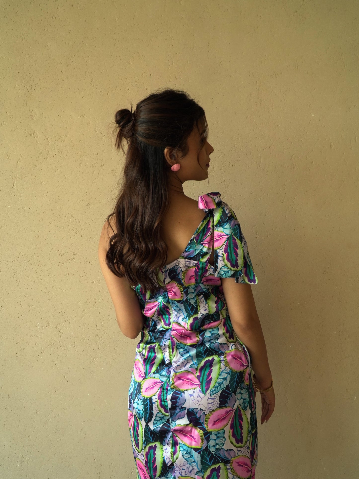 Floral Satin Dress – Vibrant Elegance in Every Step